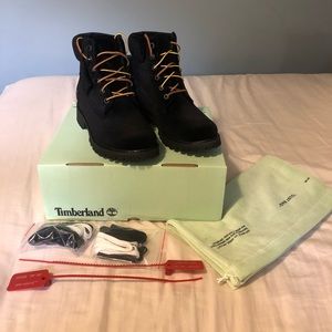 Off White Timberland velvet boots